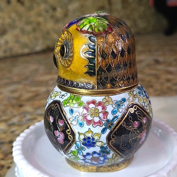 Vintage Cloisonne Owl Trinket Box - Picture 4 of 6